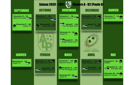 Le planning de la saison 2020-2021 pour les séniors A : Ligue de Football Nouvelle-Aquitaine