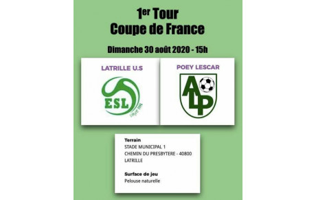 Le premier match officiel est tombé pour nos Séniors A en coupe de France contre Entente Sportive Latrilloise !