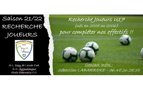 Recherche Joueurs U17 pour le Groupement Jeunes du Miey de Béarn ⚽️